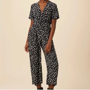 NWT AMOUR VERT Fantasia Washable Silk Jumpsuit Black White Medium